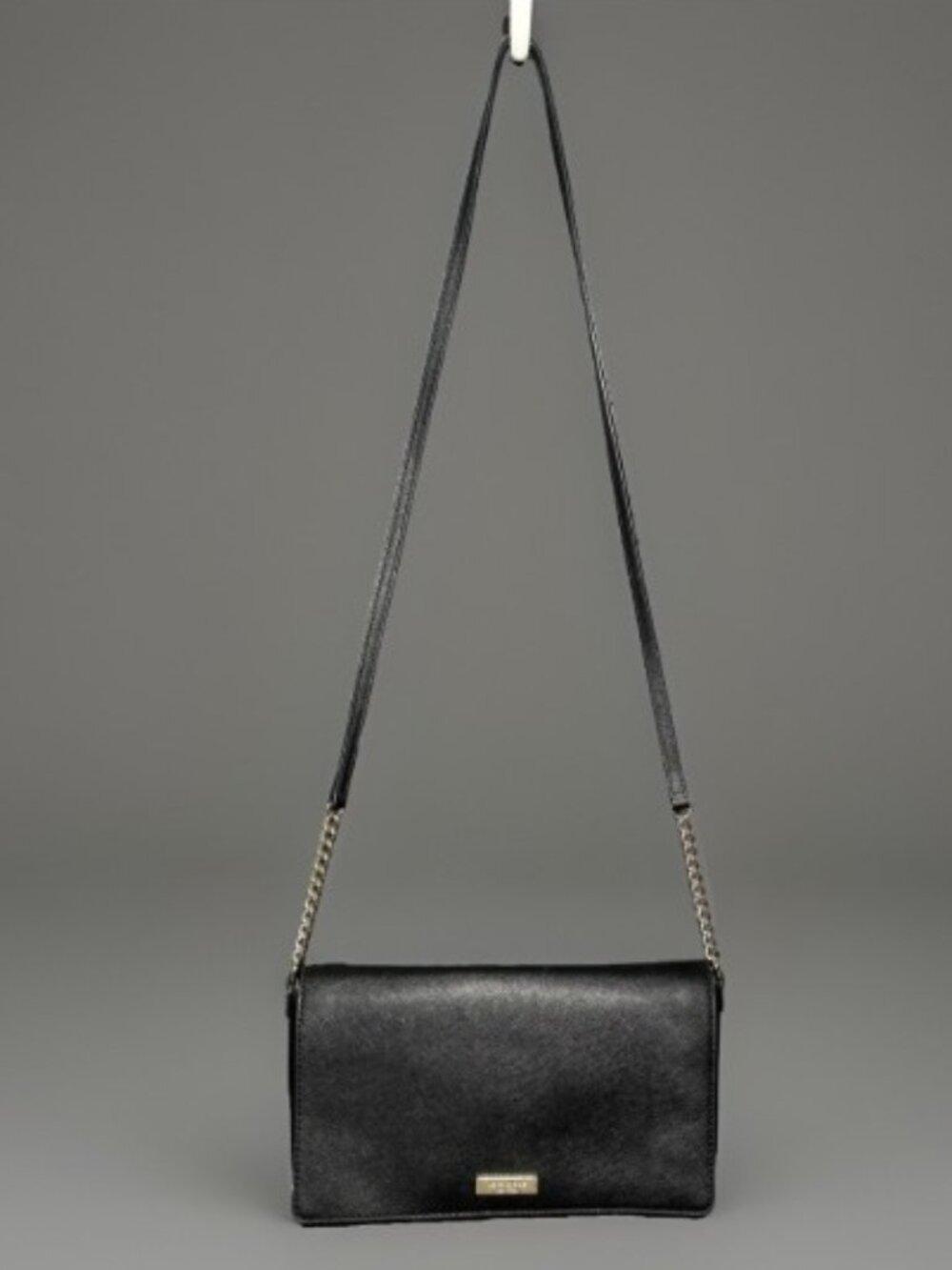 Kate Spade New York Black Saffiano Leather Crossbody Flap Bag Gold Hardware